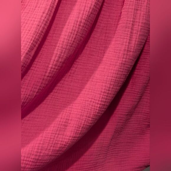 Tribal Jeans Hot Pink Cotton Gauze Dress XXL Plus Size Puff Sleeve Barbiecore - Picture 5 of 8